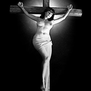 Nude Woman's Satanic Crucifixion